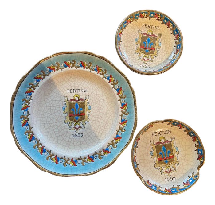 earthenware plates from longwy pertuis set of 3 0807