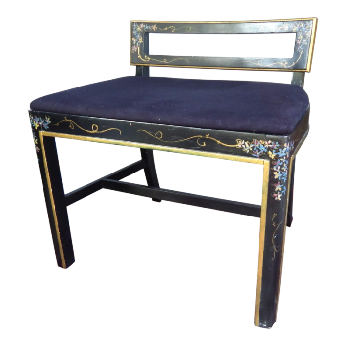 ebonized parcel gilt and paint decorated vanity stool mid 20th century 5587