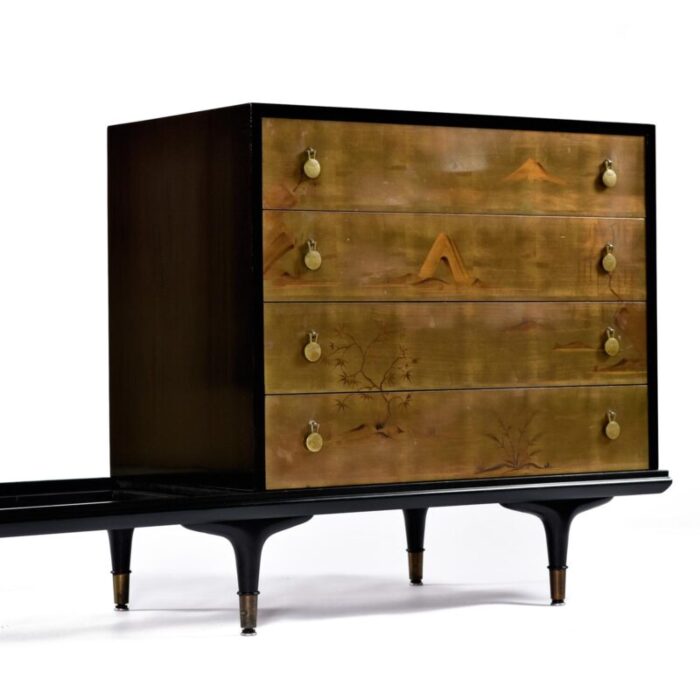 edward wormley dunbar 4 piece black lacquer asian modern modular credenza console 2953