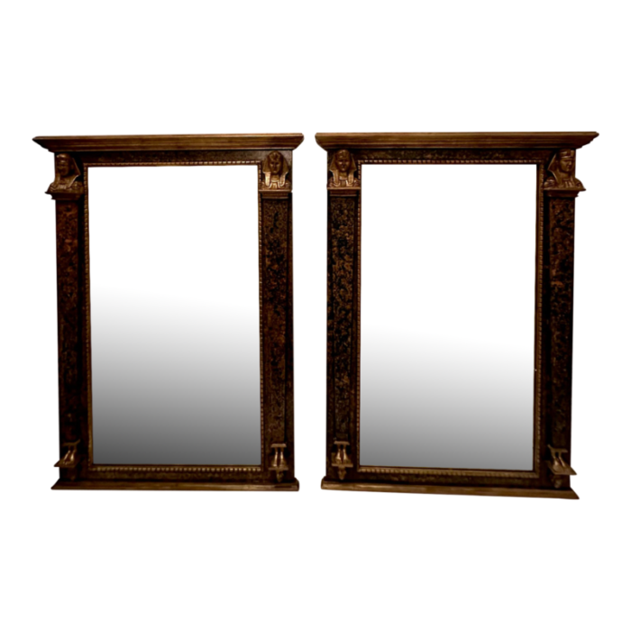 egyptian revival marbleized and gilded mirrors a pair 0978