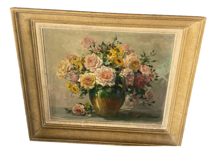 emile prodhon bouquet de roses painting framed 7561