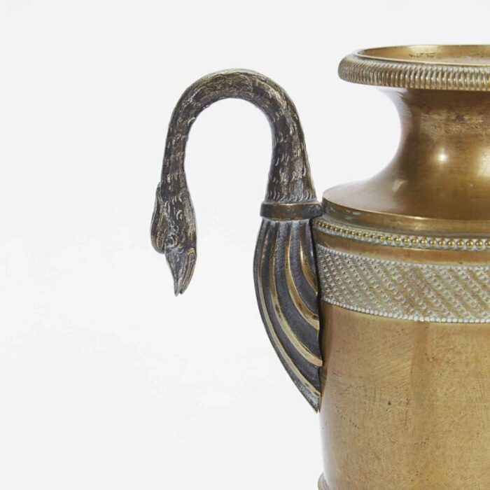 empire bronze vases with swan handles set of 2 2