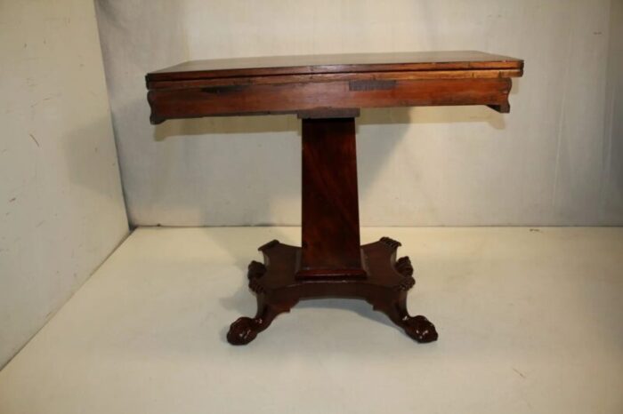 empire solid mahogany game card table 19th century 6269