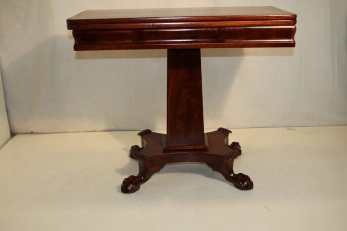 empire solid mahogany game card table 19th century 6329