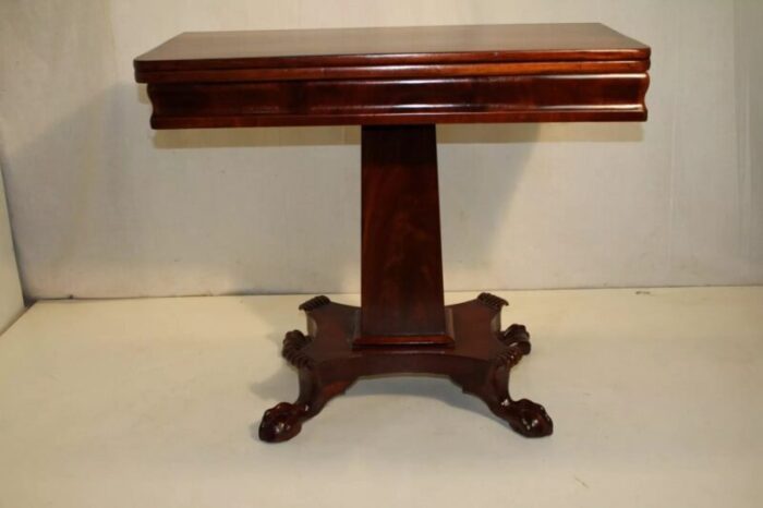 empire solid mahogany game card table 19th century 6913