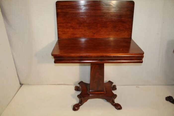 empire solid mahogany game card table 19th century 8245