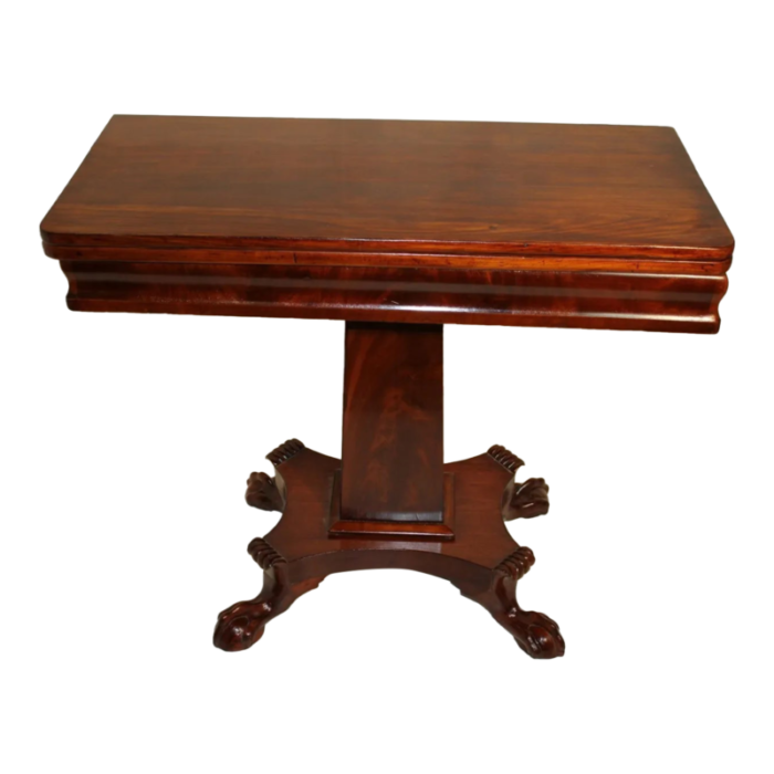 empire solid mahogany game card table 19th century 8253