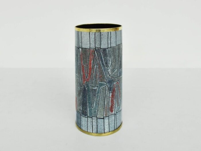 enameled metal and brass umbrella stand by siva poggibonsi for siva italy 1960s 1 1