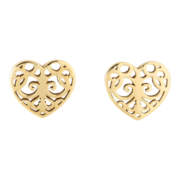 estate tiffany and co enchant heart earrings 18k yellow gold studs fine jewelry 8605