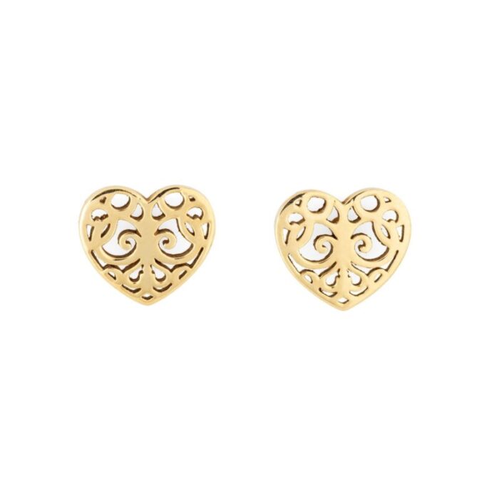 estate tiffany and co enchant heart earrings 18k yellow gold studs fine jewelry 9829