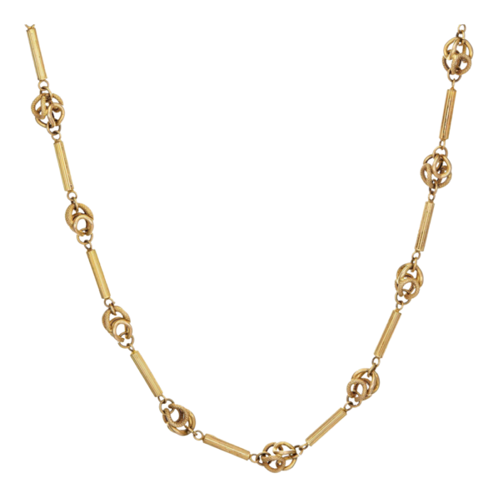 fancy link necklace vintage 14k yellow gold 26 length scrolled links estate 7247