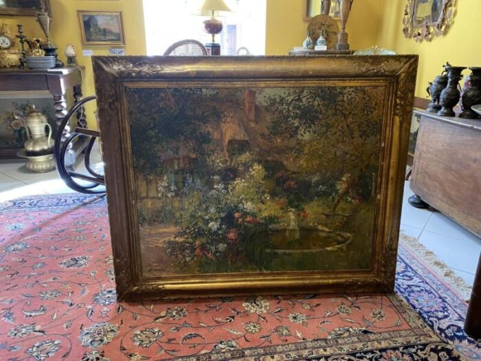 fontaine fleurie 1900 oil framed 0603