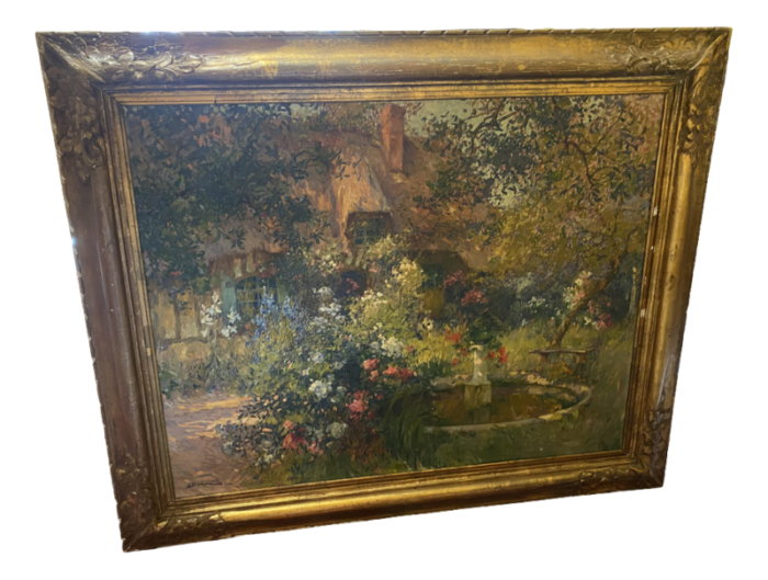 fontaine fleurie 1900 oil framed 1920