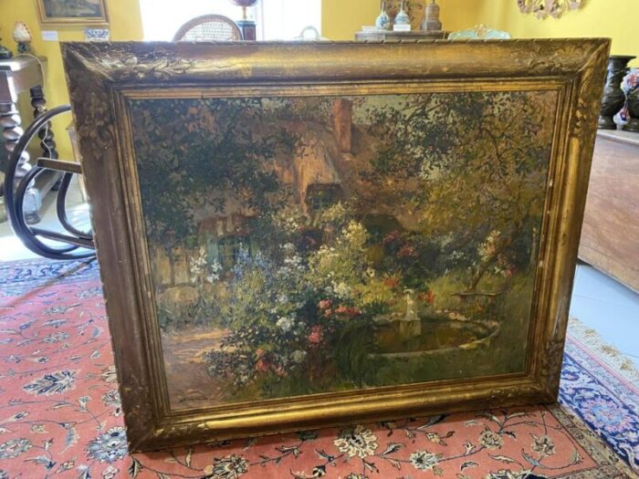 fontaine fleurie 1900 oil framed 4989