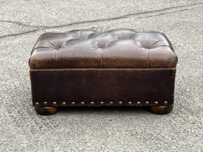 foot stool in brown leather 5487