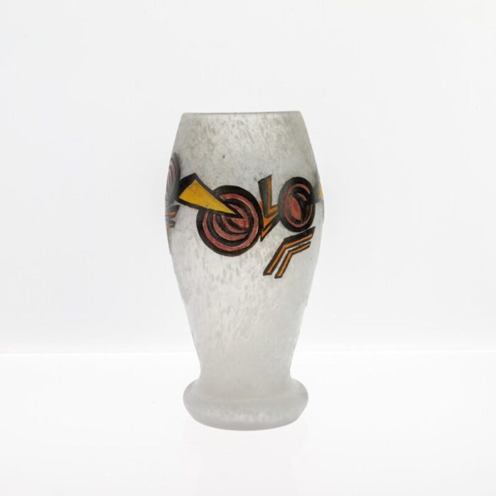 french art deco cubist vase in frosted glass from legras 3