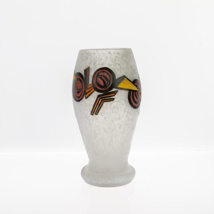 french art deco cubist vase in frosted glass from legras 4