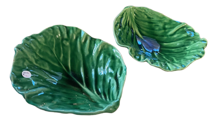 french pottery leaves set of 2 7831