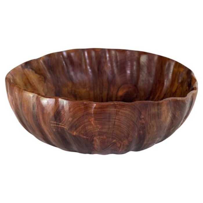 french riviera brown olive wood bowl france 1970s 1