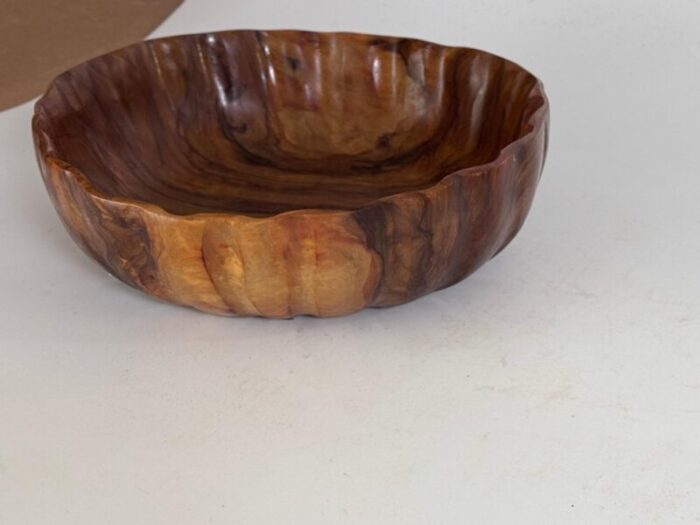 french riviera brown olive wood bowl france 1970s 3