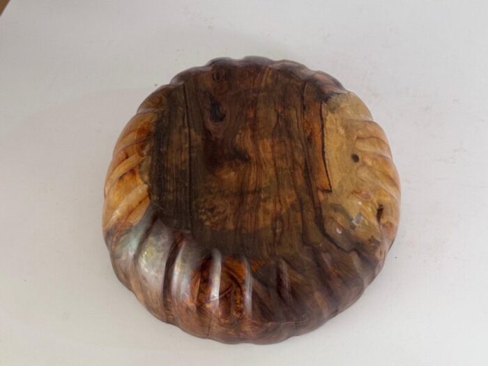 french riviera brown olive wood bowl france 1970s 4