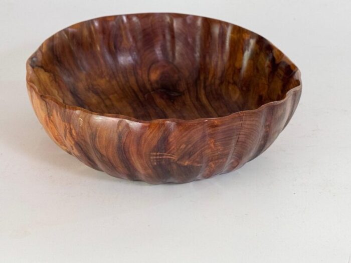 french riviera brown olive wood bowl france 1970s 5