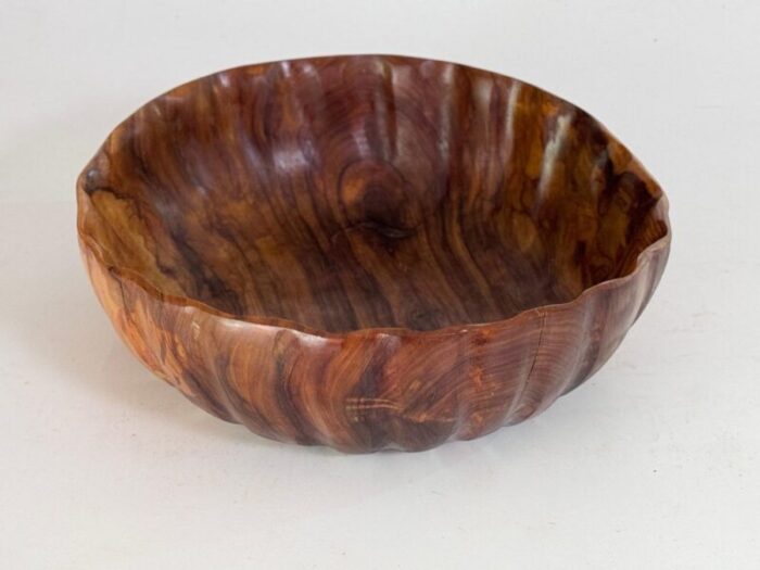 french riviera brown olive wood bowl france 1970s 6