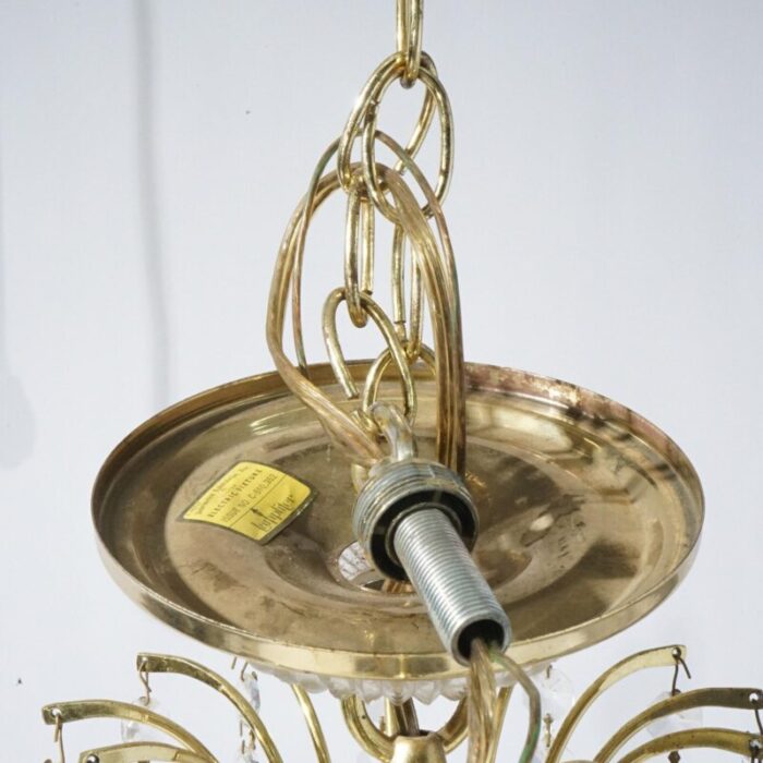 french style brass and crystal tiered prism chandelier 20th century 3229