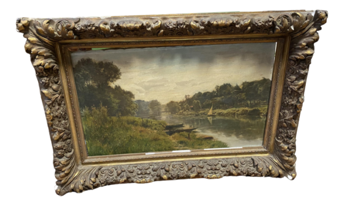 gabriel mathieu landscape oil framed 7614