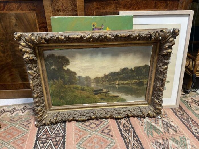 gabriel mathieu landscape oil framed 8229