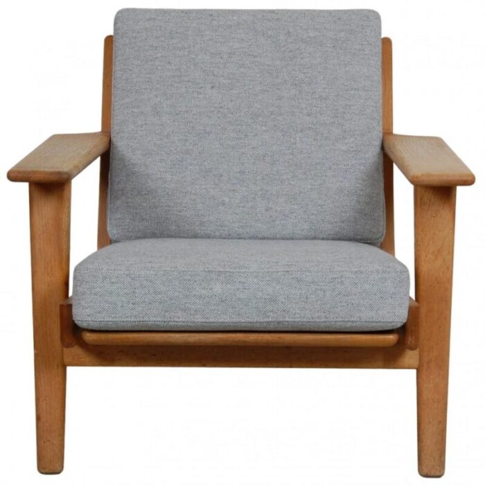 ge 290 lounge chair of oak and hallingdal fabric by hans wegner 1990s 2266