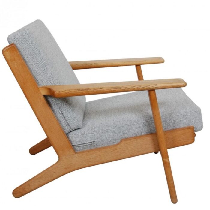 ge 290 lounge chair of oak and hallingdal fabric by hans wegner 1990s 3628