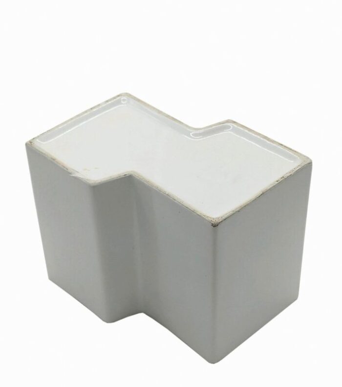 geometric white ceramic vase from gabbianelli italy 1970s 4