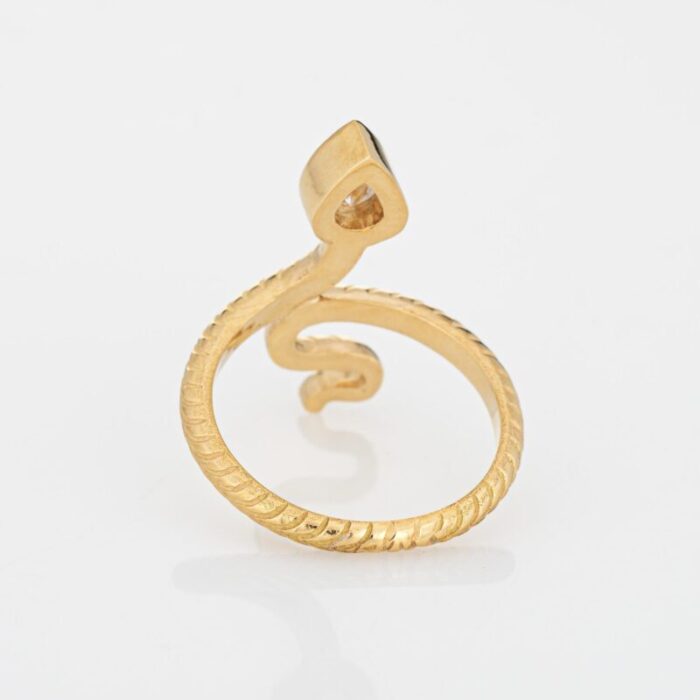 gia 058ct diamond snake ring estate 18k yellow gold sz 6 serpent jewelry 1512