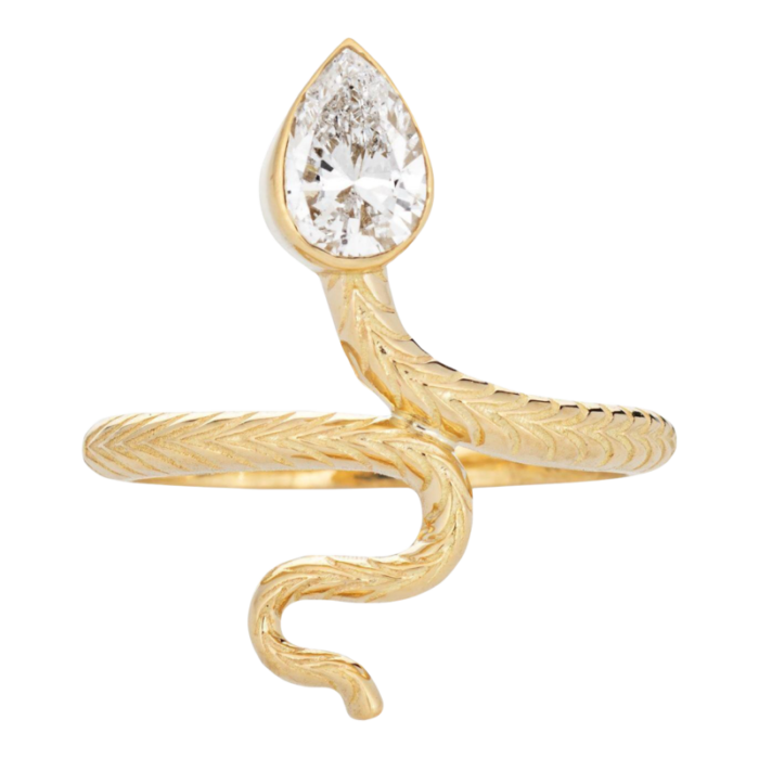 gia 058ct diamond snake ring estate 18k yellow gold sz 6 serpent jewelry 3292