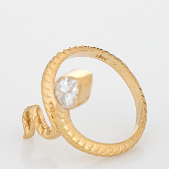 gia 058ct diamond snake ring estate 18k yellow gold sz 6 serpent jewelry 6829