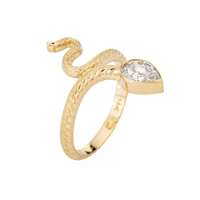 gia 058ct diamond snake ring estate 18k yellow gold sz 6 serpent jewelry 8866