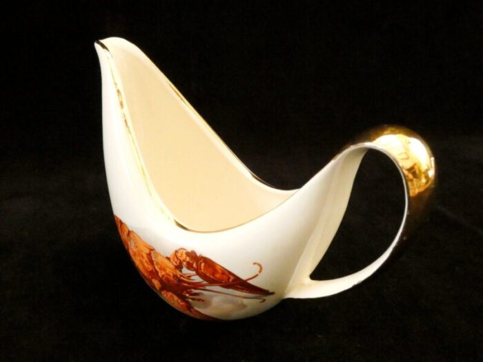 gravy boat with lobster pattern from boch freres belgium 1950s 4