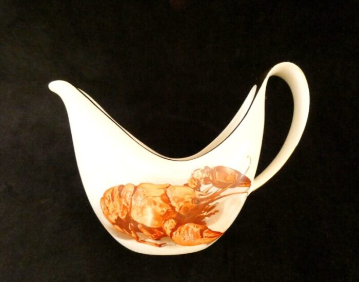 gravy boat with lobster pattern from boch freres belgium 1950s 6