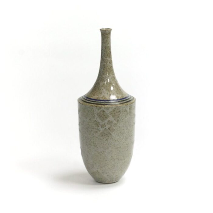 grey ceramic bottle vase from horst goebbels 1990s 1