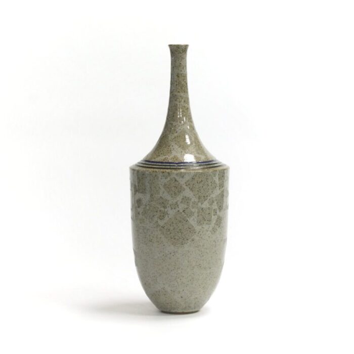 grey ceramic bottle vase from horst goebbels 1990s 9