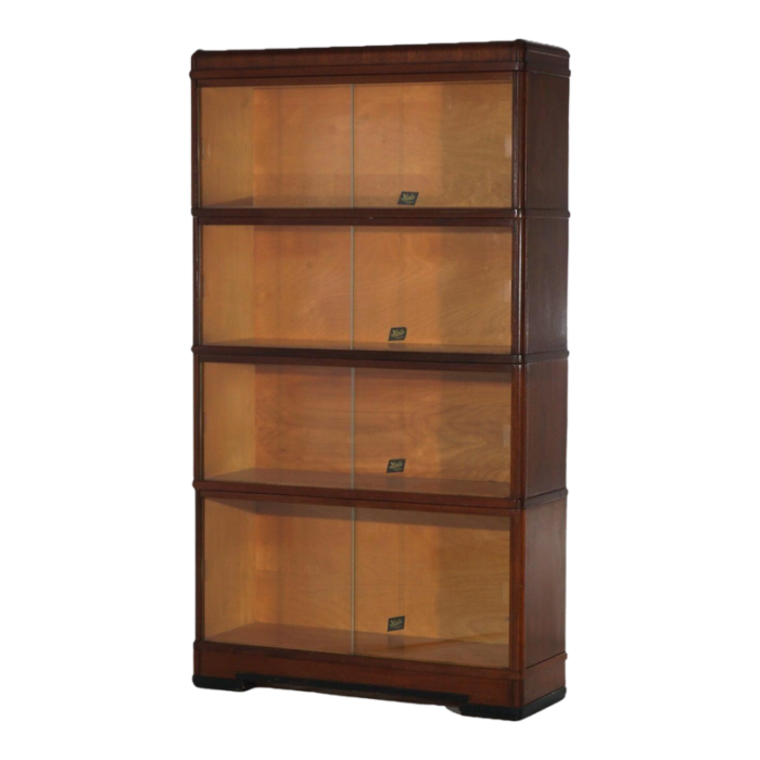 hale art deco mahogany four stack barrister bookcase c1930 3035