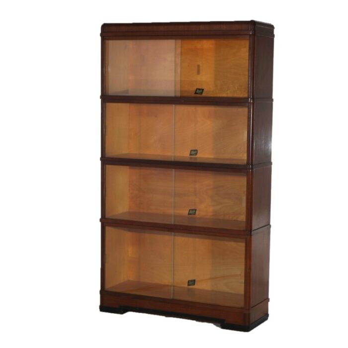 hale art deco mahogany four stack barrister bookcase c1930 3473