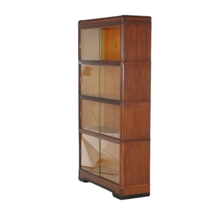 hale art deco mahogany four stack barrister bookcase c1930 7354