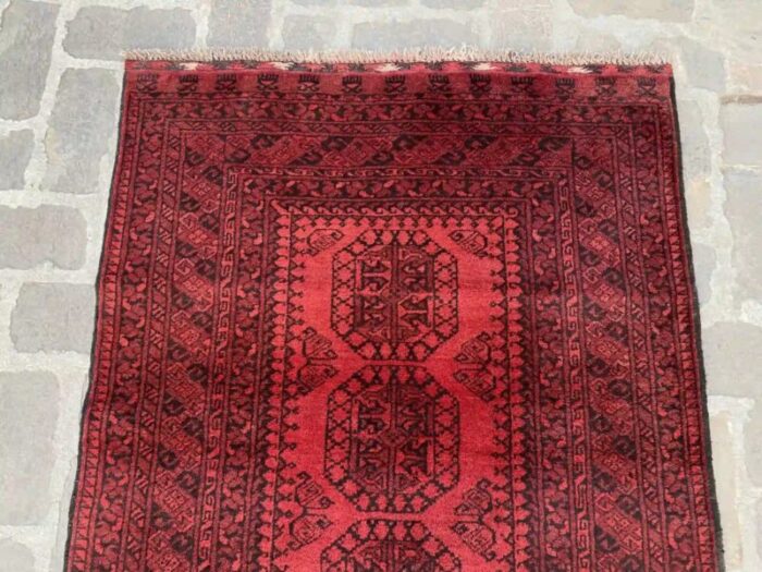 hand knotted red tribal gul design wool rug 32 x 59 6531