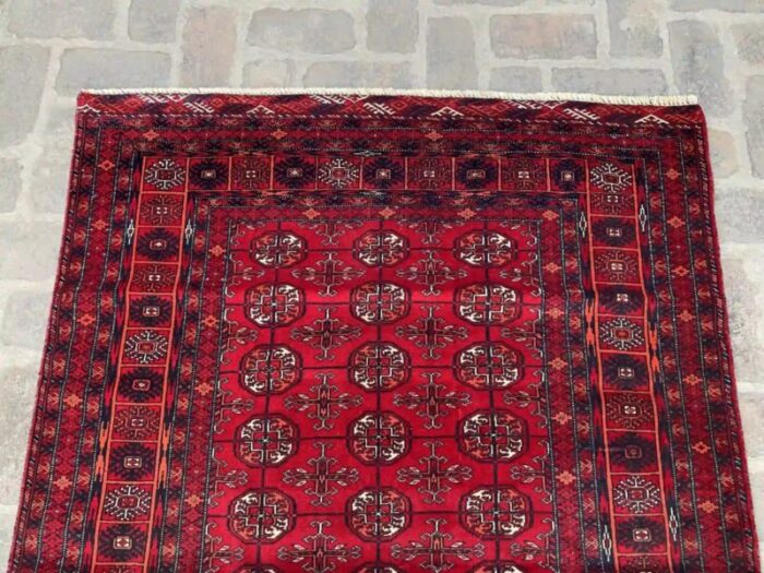 hand knotted wool red bokhara design rug 43 x 61 7518