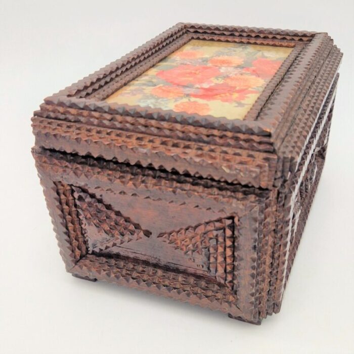 handcrafted tramp art wood box 1850s 1