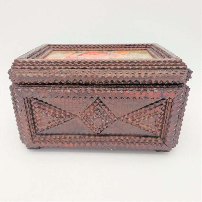 handcrafted tramp art wood box 1850s 4