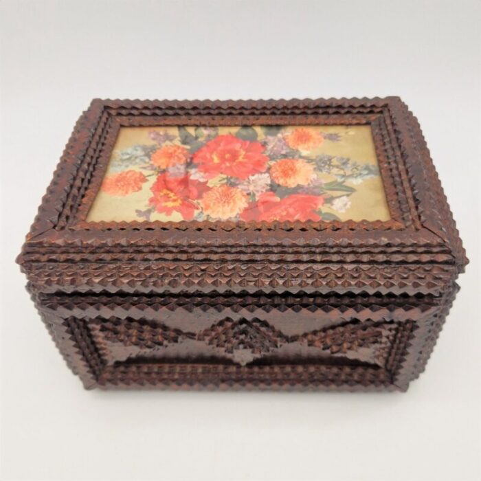 handcrafted tramp art wood box 1850s 5