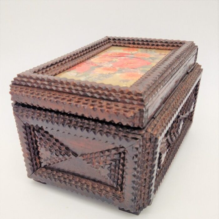 handcrafted tramp art wood box 1850s 9